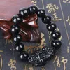 Bracelets de charme 8-14mm naturel noir obsidienne mat pixiu bijoux ronds pierres précieuses cadeau fait à la main pierre de guérison pour hommes femmes