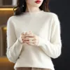 Women's Sweaters Autumn and Winter Women's Sweater 100% Mink Cashmere Women's O-Neck Pullover Casual Knitting Korean Loose Fashion Top 230306