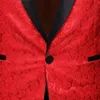 Kırmızı gece kulübü şal yaka bir düğme blazer erkekler marka paisley jacquard takım elbise ceket erkek düğün smokin blazers maskulino