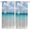 Curtain Sea Beach Sailing Clouds Short Tulle Bedroom Sheer Window Screening Drapes For Kitchen Living Room Decor Voile Curtains