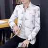 Men's Suits & Blazers Stand Collar Suit Jacket Casual Printed Korean Single-Breasted Slim Coat Autumn Long Sleeve Tops Blaser Masc