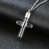 Pendant Necklaces Glass Cross Cremation Urn Necklace With Stainless Steel Chain Keepsake Jewelry Memorial Remembrance Gift For Her Or Him