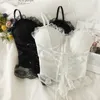 Women's Tanks Camis Lace Corset Woman Spaghetti Strap Tank Tops Femme Crop Top Camis for Women Korean Fashion Tanks Drop 230306