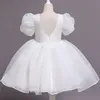 Robes de fille fille fleur robe enfants bridemaid robes de mariée pour enfants blanc première communion robes de bal filles élégantes boutique fête porter 230303