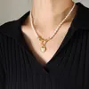 Hänge halsband elegant kärlek hjärtlås modedesign handhållare smycken halsband rostfritt stål sötvatten pärlor
