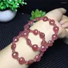 Strand Natural Crystal Bracelet Strawberry Heart Stone Hand Jewelry Red Healing