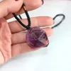 Pendant Necklaces Natural Amethyst Stone Necklace Ornaments Purple Crystal Quartz Raw Color Plated Charm Healing Finding