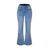 Jeans da donna Jeans a zampa Pantaloni da donna vintage in denim Pantaloni da tasca elasticizzati alla moda Pantaloni dritti larghi casual Streetwear Jeans a gamba larga 230306