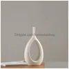 Vases Ceramic Home Crafts Ornaments White Vase Small Flower Tv Cabinet Wine Decorations T200703 Drop Delivery Garden Otgyf