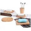 Party Favor High Quality Natura Wooden Bathroom Shower Soap Box Dish Storage Plate Drain Tray Holder Case For Bath Drop Delivery Hom Dhutn