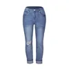 Pantalon en jean déchiré pour femmes, extensible, mode bleu, taille haute, Streetwear, Vintage, décontracté, Slim Fit, maman, 230306