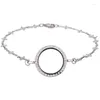 Charm Bracelets 1 Pc Good Quality DIY Rhinestone Magnetic Glass Locket Stainless Steel Chain Cross Bracelet