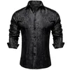 Mäns avslappnade skjortor män långa ärm svart paisley siden klänning skjortor casual tuxedo social skjorta lyxdesigner män kläder 230303