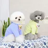 Vêtements pour chiens Vêtements d'été en coton pour animaux de compagnie Vêtements minces avec serviette de salive T-shirt à manches longues tricolore Costumes Chiot Chats Fournitures
