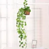 Decorative Flowers 5PCS 90cm Green Artificial Grape Hanging Vine Fake Plants Leaves DIY Wedding Garland Home Garden El Wall Decoration