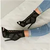 Sandalen Damen High Heels Sandalen Sexy Sommer Mesh Atmungsaktive Schnürstiefel Elegante Schuhe Damenmode Party Stiletto Sandalen 230306