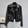 Women's Jackets FTLZZ Women Autumn Pu Faux Soft Leather Motorcycle Zipper Jacket Coat Female Turndown Collar Slim Biker Coats Basic Streetwear 230303