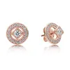 925 Silver Fit Pandora örhängen Crystal Fashion Women smycken gåva Ear Studs 1 par kvinnor ihålig mus vinge kärlek hjärtkristall diy