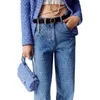 23SS FW Women Designer Pants Dżinsy z ogólnopolowymi przyciskami wzoru listu Kobieta Wysokiej klasy Milan Runway Brand Casual Jersey Jogging Owewear Denim Bright Długie spodnie