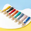 Keychains Candy Color Strap Key Chain Purse Keyring Bag Kvinnor Män bil Keychain Pocket Midja Holder Keyrings Pu Leather Accessory