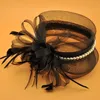 Stingy Brim Hats Handmade Wedding Tulle Fascinator Hat Mesh Bow Accessories Bride Headwear Women Gauze Headdress Cocktail Party Dinner Hat 230306