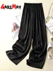 Kvinnor Pants Capris Summer Women's Pants Silk Satin Loose Relaxed Solid Trousers High midja Elegant Wide Leg Women's Pants 230331