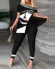 2023 Womens Tracksuits Irregular Short Sleeved One Off Shoulder Tops And Leggings Matching Set Fashion Pants Outfits