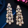 Ear Cuff CWWZircons Trendy Clear White Water Drop Cubic Zirconia Women Long Tassel Brazil Style Party Earring Brincos Bijoux Gift CZ816 230306