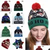 파티 모자 15 단락 LED 크리스마스 니트 모자 패션 Xmas Lightup Beanies 야외 라이트 폼폰 볼 스키 캡 드롭 배달 홈 Dhyoz