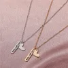 Collane con ciondolo Design semplice Collana con lettera a forma di cuore Romantico Ti amo Regalo di gioielli di moda con catena a clavicola color oro argento