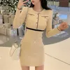 Casual Dresses Button Bodycon ONeck Short Sleeve Knitted Dress Women Elegant Party korean Fashion Office Lady Summer Sundress 2021 Robe Femme Z0216