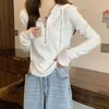Camisas ativas mulheres cor sólida zíper curto capuz slim manga longa moda moda all-match pullover sweetshirt