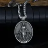 Kedjor Silver Jungfru Maria Mary Men's Halsband Miracolus Pendant Religious Chatholic Mens Gift