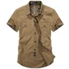 Camisas casuales para hombres Camisas casuales de algodón de moda Camisas holgadas sueltas de talla grande de verano para hombres Ropa masculina de estilo militar con cuello vuelto de manga corta 230306