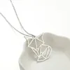 Cute Paper Origami Fox Necklaces Stainless Steel Lucky Hip Pop Punk Animal Pendant Choker Collar Jewelry for Women Female