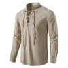 Męskie koszulki męskie bluzka bluzka bawełniana bawełniana lniana koszulka koszulka z długim rękawem sprężyna jesień skośnie klacze vintage joga koszule 230303
