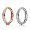 Amerikaanse 100% 925 Sterling zilveren ringen met kubieke zirkoonmodering voor Valentijnsdag Rose Gold Wedding Ring Women