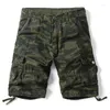 Shorts masculinos cargo de carga masculina de bolso de bolso de algodão de algodão esportivo de joelho de joelho de algodão de algodão