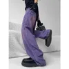 Jeans feminino gradiente de verão Purple Vintage Jeans Fashion Pocket Pocket High Pants Baggy Straight Street High Casual Wide Leg Denim Trouser 230306