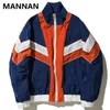 Men's Jackets MANNAN Vintage Multicolor Color Block Patchwork Windbreaker Jackets Autumn Hip Hop Streetwear Zip Up Track Casual Jackets 230303