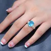 Anéis de casamento Luxo feminino azul claro zircão anel de pedra moda moda amarela de ouro no engajamento de engajamento vintage para mulheres