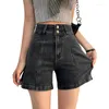 Women's Jeans Women Denim Shorts Solid Vintage Knee-length Spliced Design Fashion Loose Leisure Style Streetwear High Street Cool Teens in