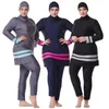 Swim Wear Muslim Swimwear Full Covered Women Baddräkter Hijab långärmad 3st 3st Islamic Plus Size Diving Surfing Swimming Rash Guard 230303