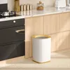 Waste Bins 15L Kitchen Trash Can Home Toilet Bathroom Wastebasket Office Paper Garbage Can White Gold Kitchen Dustbin 230306