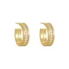 Hoop Earrings Exquisite Copper Inlaid Zircon Half-round 14K Real Gold Plating Elegant Women's Wedding Party