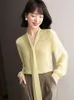 Women's Blouses Chiffon Bow Neck Women Blouse Summer Design 2023 Long-Sleeved Elegant Office Lady Outwear Coats Top Quality