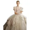 Dubai Ball Gown Wedding Dresses Long Sleeve Sheer crystal Neck Crystal Beaded Appliqued Bridal Gowns lace sequined designer Vestido De Novias