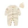 Combinaisons Pudcoco Born infantile bébé garçons filles pulls barboteuse tricot à manches longues chaud hiver combinaison tenues vêtements chapeau