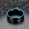 Alliances Mariage Bague Croix Pour Femme Et Homme Bleu Noir Or Couleur Acier Inoxydable Qualité Poli Foi 1 Pierre