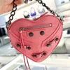 Love Heart-shaped Chain Biker Bag Leisure Cool Versatile Shoulder Crossbody Handbag